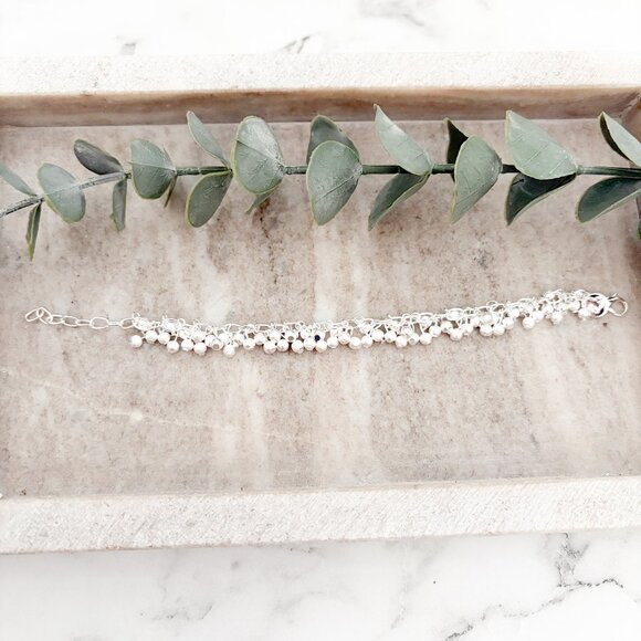 925 Sterling Silver Dangle Bead Charm Bracelet Minimalist Unique Bracelet - Picture 3 of 5